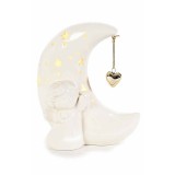 Decoratiune Craciun ceramica alba cu led 14x8.5x15.5 cm