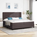 Cumpara ieftin Pat cu arcuri cu saltea Maro &icirc;nchis 200 x 200 cm țesătură