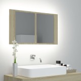 vidaXL Dulap de baie cu oglindă și LED, stejar Sonoma, 80x12x45 cm