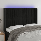 vidaXL Tăblie de pat cu LED, negru, 147x16x118/128 cm, catifea 3124336