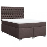 Cumpara ieftin Pat box spring cu saltea, maro inchis, 140x200 cm, textil