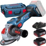 Bosch GWX 18V-15 SC X-LOCK BITURBO - Polizor unghiular 125 mm valiza speciala + Set 2 acumulatori si incarcator Li-Ion 18 V 4 Ah
