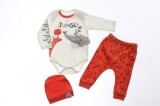 Set body, pantaloni si caciulita animalute portocaliu bebelusi bumbac 3-9 luni