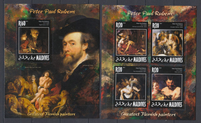 Maldives - Pictura - PETER PAUL RUBENS - BL + KB - MNH