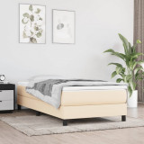 Cumpara ieftin Pat box spring cu saltea, crem, 80x200 cm, textil