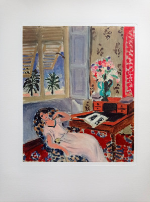 Henri Matisse - Femeie in interior, cromolitografie pe hartie manuala, semnata foto