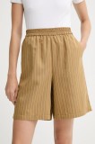 MAX&amp;Co. pantaloni scurți culoarea maro, cu model, high waist, 2526146051200