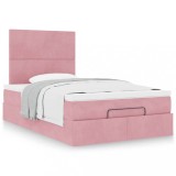 Cumpara ieftin Gossi cadru de pat otoman cu saltea, catifea roz 120x200cm