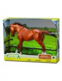 Figurina in cutie Iapa Thoroughbred Chestnut pictata manual WB Collecta