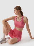 Colanți de ciclism din materiale reciclate pentru femei - culoarea coral, 4F Sportswear