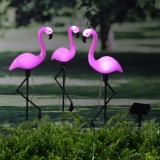 Lampa Solara Gradina LED Flamingo, 3 Bucati, Roz, HI, Decorativa, Exterior, Tarus Fixare, Lumina Alba Rece
