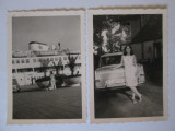 Lot 2 fotografii colectie 102 x 73 mm cu autoturism si vapor germane din anii 60