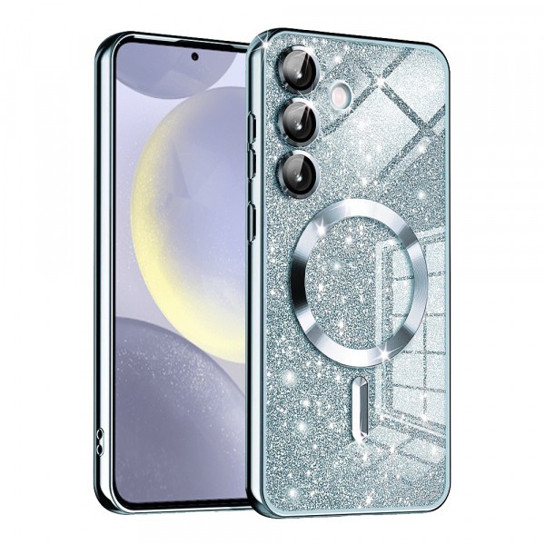 Husa MagSafe pentru Samsung Galaxy S24+ S926, Techsuit, Luxury Glitter, Bleu
