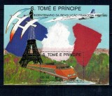 Sao Tome 1989 - Aniversare Revoluția Franceza, tren, colita neuzata