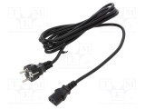 Cablu 3x1mm2 CEE 7/7 (E/F) cu mufă IEC C13 mamă, 3m, negru - POS