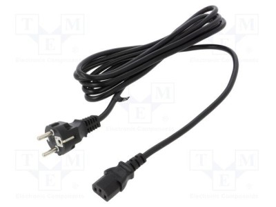 Cablu 3x1mm2 CEE 7/7 (E/F) cu mufă IEC C13 mamă, 3m, negru - POS foto