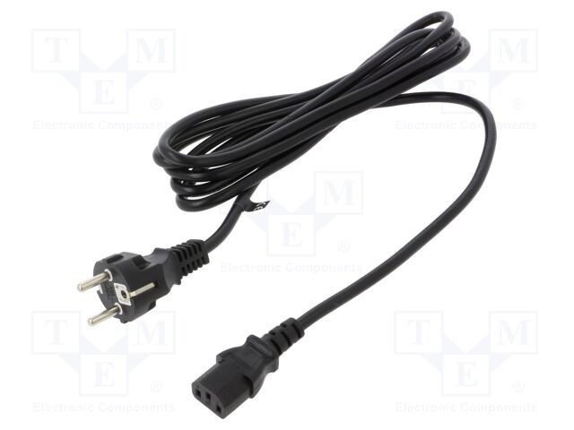 Cablu 3x1mm2 CEE 7/7 (E/F) cu mufă IEC C13 mamă, 3m, negru - POS