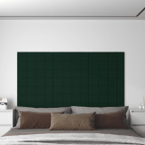 Panouri de perete 12 buc. verde &icirc;nchis 60x15 cm catifea 1,08 m&sup2; GartenMobel Dekor, vidaXL