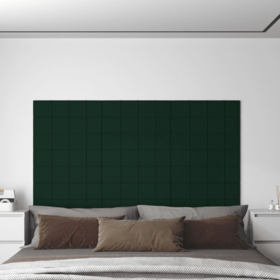 vidaXL Panouri de perete 12 buc. verde &amp;icirc;nchis 60x15 cm catifea 1,08 m&amp;sup2; foto