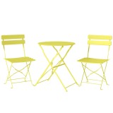Outsunny Set Bistro, Masă și Scaune Pliabile pentru 2, Grădină, Galben. | Aosom Romania