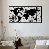 Decoratiune de perete, World Map Large Metal Wall Decor, metal, 120 x 60 cm, negru, Enzo
