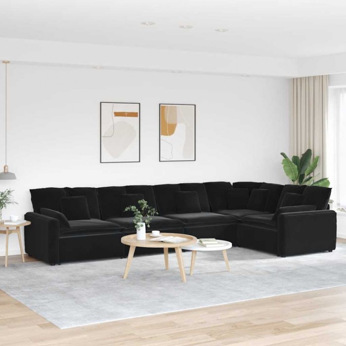 vidaXL Canapea modulară cu perne, negru, catifea
