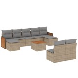 Cumpara ieftin Set canapele de gradina cu perne, 10 piese, bej, poliratan