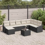VidaXL Set de canapele pentru grădină 9 pcs Negru Rattan poli 3346847