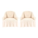 Set 2 Huse Fotoliu Elastice cu Volane, Crem Natur - HEP64