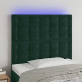 vidaXL Tăblie de pat cu LED, verde &icirc;nchis, 100x5x118/128 cm, catifea 3122903
