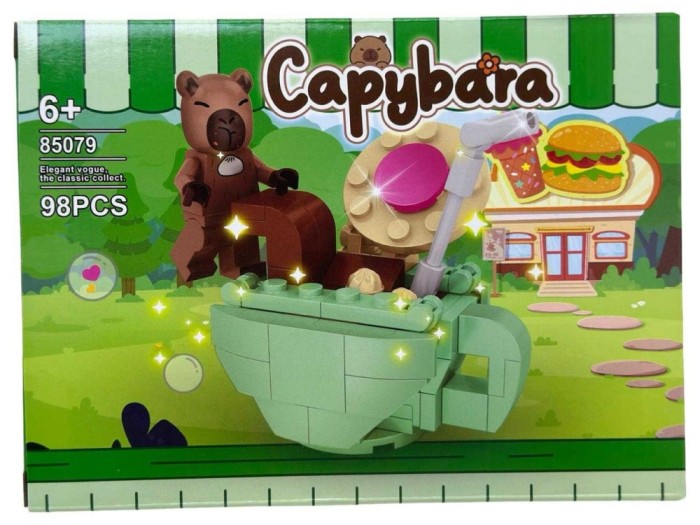 Set constructie Capybara in ceasca cu frisca - 98 piese, model 85079