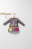 Rochita Fetite Tongs Baby Colorful Autumn Albastru, 24-36 Luni, Bumbac 100%, Maneca Lunga, Imprimeu Multicolor