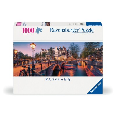 Ravensburger - Puzzle panorama noaptea in Amsterdam 1000 piese design nou foto