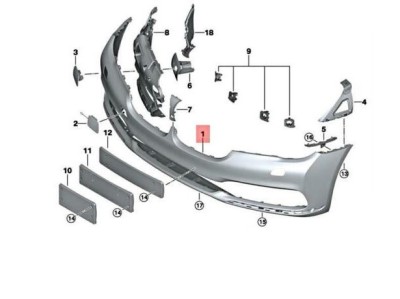 Bara fata Bmw Seria 7 (G11/G12), 07.2015-, cu locas pt spalator si asistenta la parcare; grunduit, Aftermarket foto