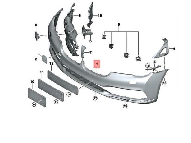 Bara fata Bmw Seria 7 (G11/G12), 07.2015-, cu locas pt spalator si asistenta la parcare; grunduit, Aftermarket