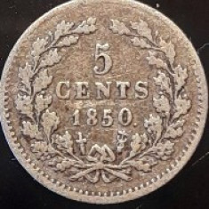 Moneda 5 cents 1850 Argint Williams III (1849-1890) Olanda
