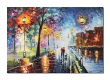 Cumpara ieftin Tablou pictat manual, Impreuna pentru totdeauna, aleea cu felinare - 100x70cm ulei pe panza in cutit efect 3D, Fabulos