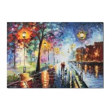 Tablou pictat manual, Impreuna pentru totdeauna, aleea cu felinare - 100x70cm ulei pe panza in cutit efect 3D, Fabulos
