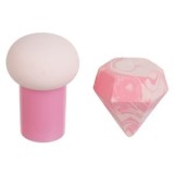 Set 2 Bureți de Machiaj cu M&acirc;ner și &icirc;n Formă de Diamant, Roz și Alb, Fără Latex, CMCLASS