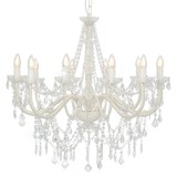 Candelabru cu mărgele, alb, 12 becuri E14
