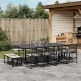 Cumpara ieftin Set mobilier de grădină cu perne, 13 piese, negru, poliratan