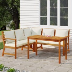 vidaXL Set mobilier de grădină cu perne, 4 piese, lemn masiv de acacia foto