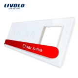 Cumpara ieftin Panou Livolo din sticla alba pentru 2 intrerupatoare duble si priza