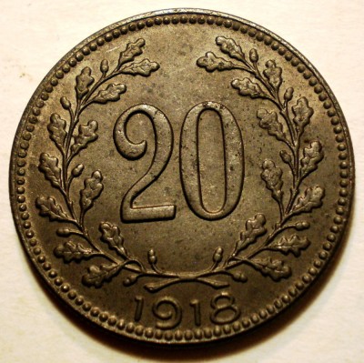 7.046 AUSTRIA WWI 20 HELLER 1918 XF foto