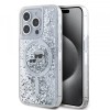 Husa MagSafe pentru Apple iPhone 15 Pro, Karl Lagerfeld, Liquid Glitter Karl &amp; Choupette&#039;s Heads, Transparenta