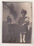 Bnk foto - Portret de copii cu jucarii - interbelica, Alb-Negru, Romania 1900 - 1950, Portrete