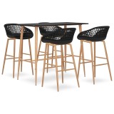 Cumpara ieftin Set mobilier de bar, 5 piese, negru