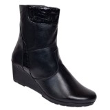 Ghete dama din piele naturala cu fermoar imblanite Negre MVS31N