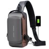 Geanta Unisex Tip Borseta de Umar MRG M1025, Usb si Antifurt, Gri antracit C1025