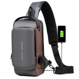 Geanta Unisex Tip Borseta de Umar MRG M1025, Usb si Antifurt, Gri antracit C1025